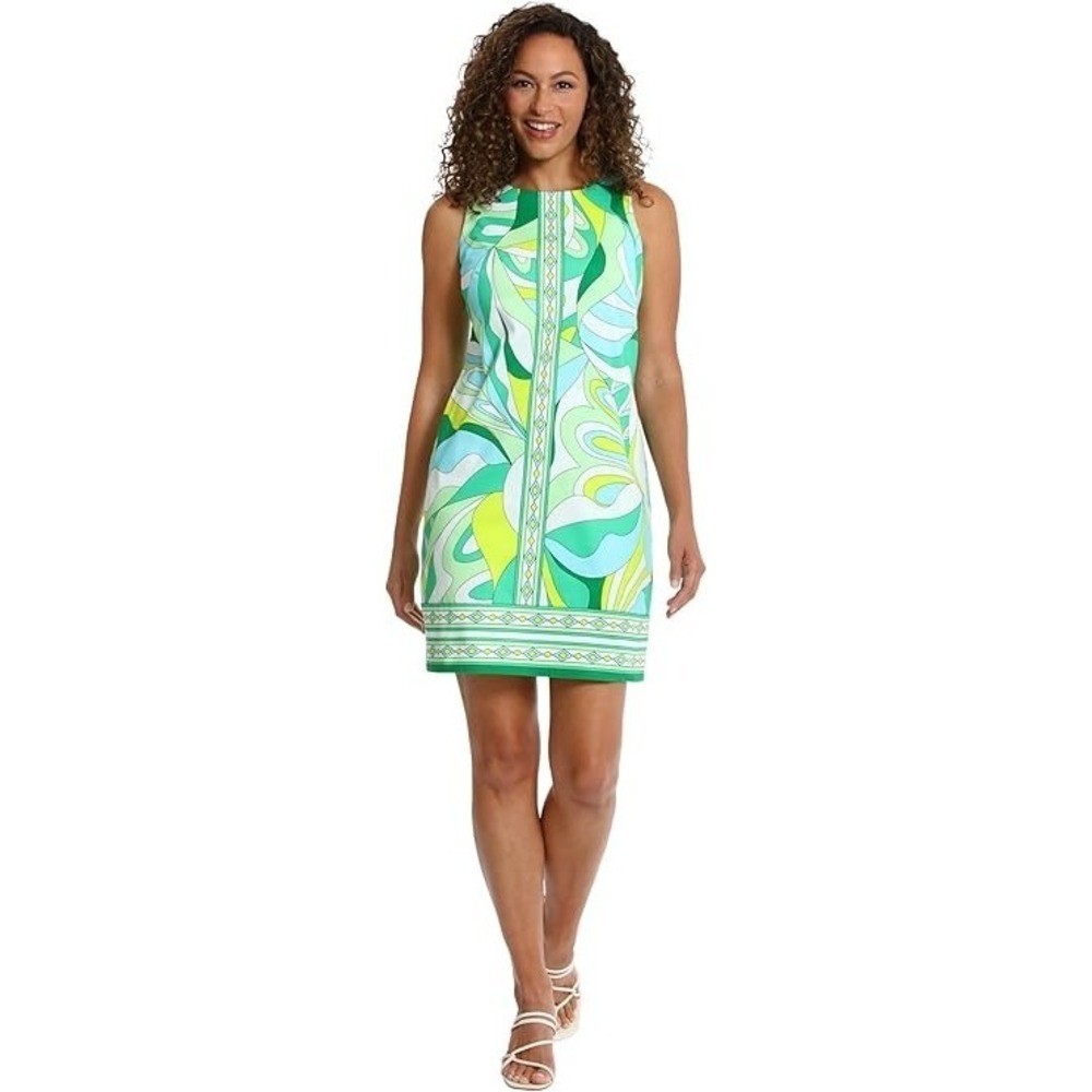 London Times Shift Dress Women's Multicolor Geometric Sleeveless Retro  Hippie 4